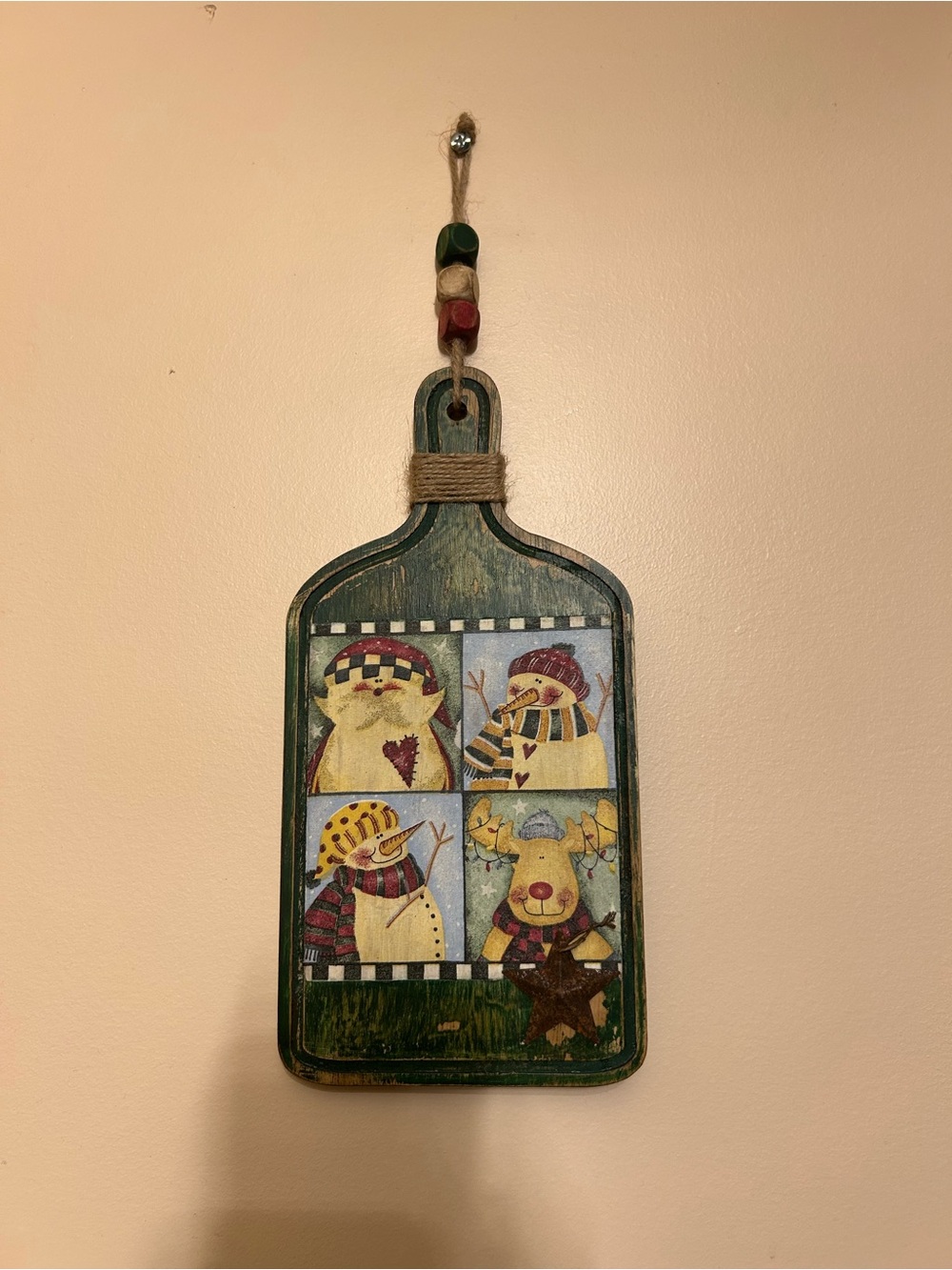 Holiday Snowman & Reindeer Wall Hanging - Green